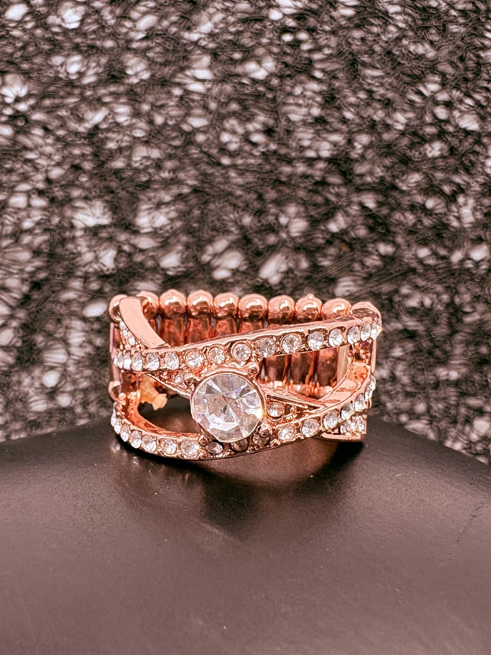 Rose Gold Crystal Dome Statement Ring